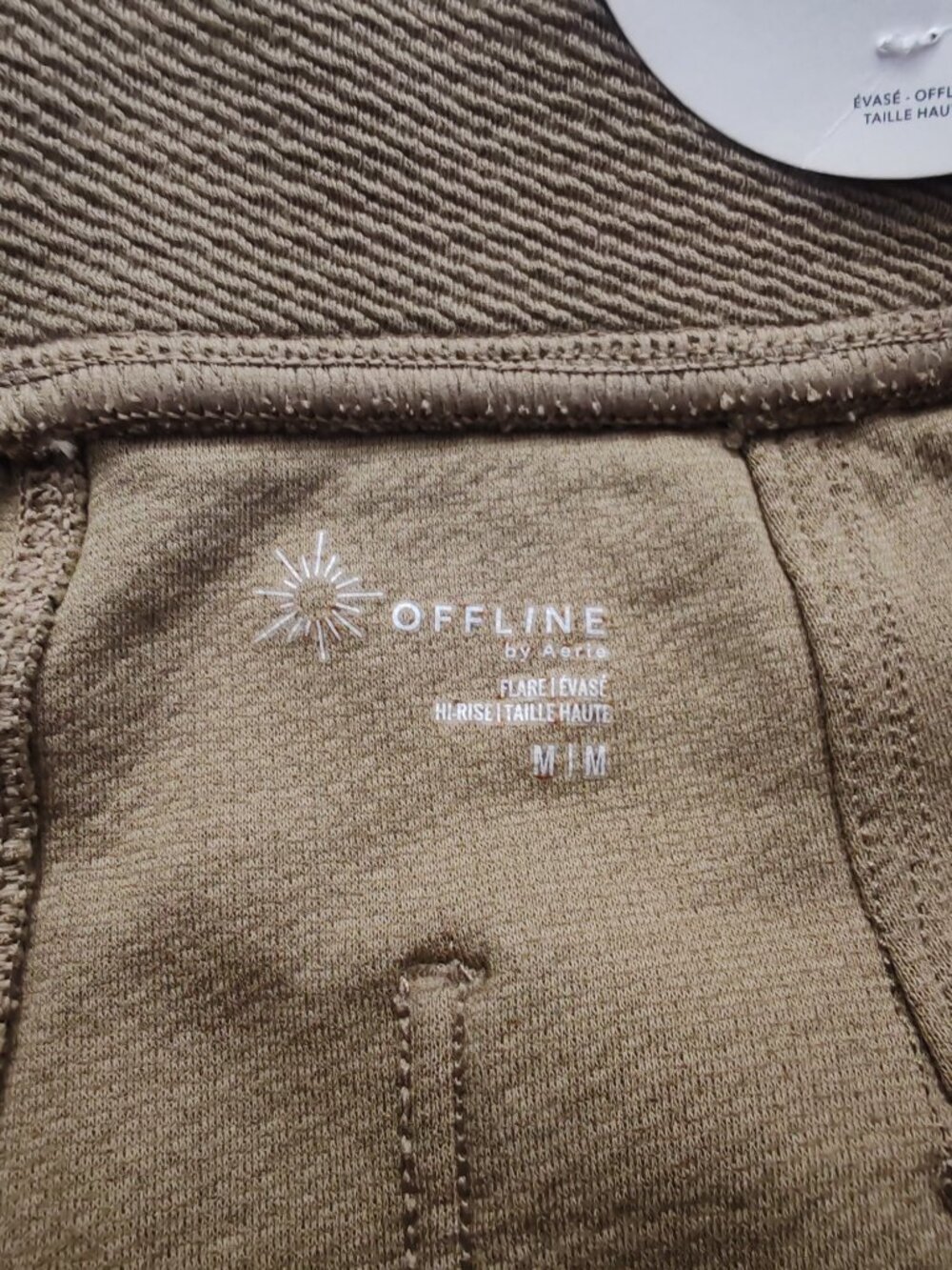 OFFLINE by Aerie Hi-Rise Flare Leggings Ribbed Textured Tan Brown Size M NWT - Picture 7 of 14